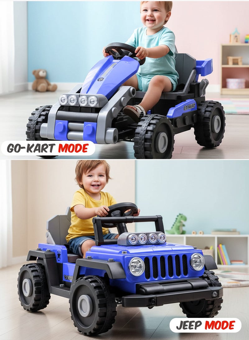 بيبي سيارة جيب كهربائية للأطفال Ranger 2 في 1 قابلة للتحويل، تعمل بالبطارية مع إضاءة RGB وموسيقى | سيارة أطفال كبيرة قابلة لإعادة الشحن | مناسبة للأطفال من عمر 2 إلى 6 سنوات – اللون الأزرق - Image 3